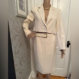 Chic Cream Skirt Set with Blazer